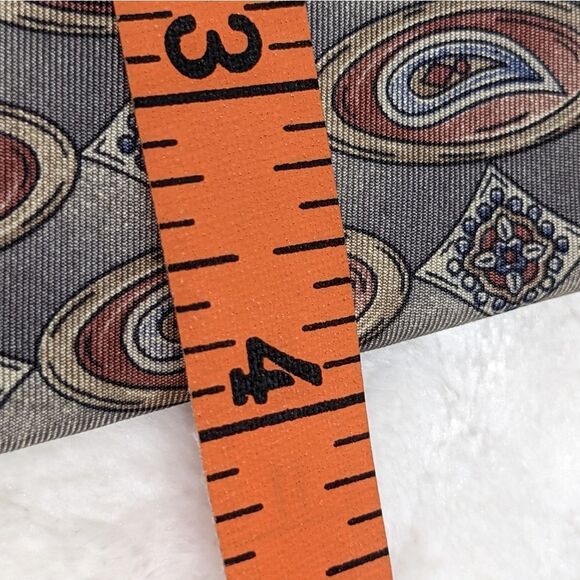 Men's Vintage 100% Italian Silk Tie Diamond & Paisley Motif - Picture 5 of 13